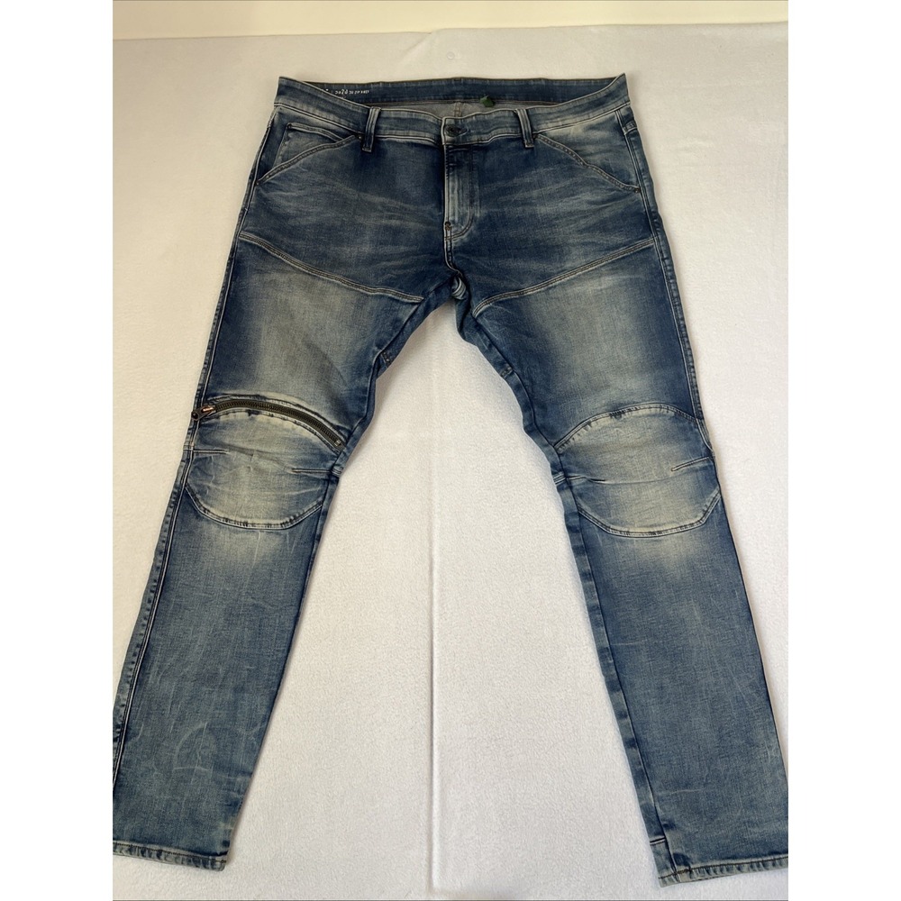 G Star Raw 5620 3D Zip Knee Skinny Jeans Blue Denim Pants Size 40x32